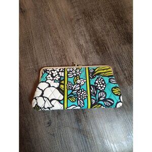 Vera Bradley, Island Blooms, Teal Black White Double Kisslock Clutch Wallet